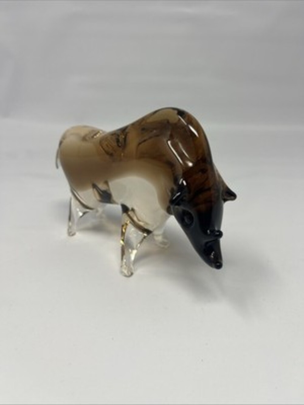 Vintage Schmid Italian Art Glass Rhinoceros Figurine Amber Clear Made in Italy